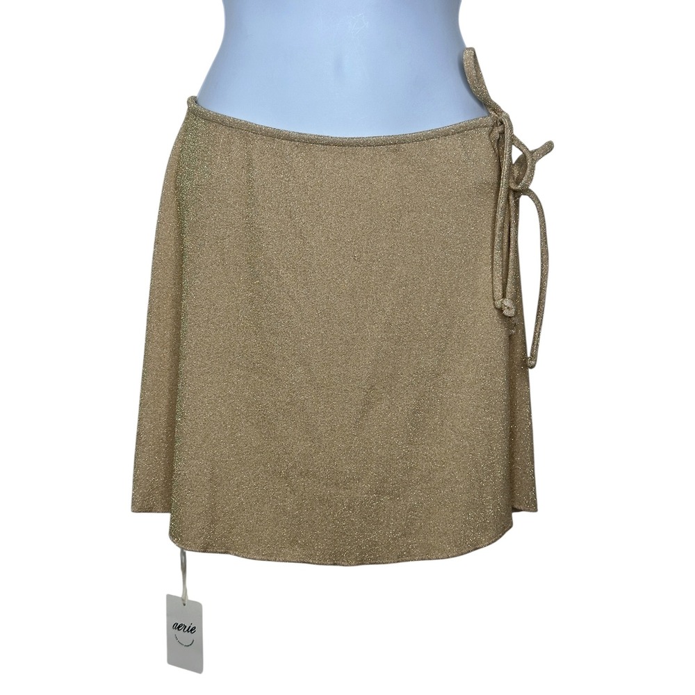 Aerie Sarong XS/S Gold Metallic Shimmer Wrap Skirt Swim Cover Up Beachwear